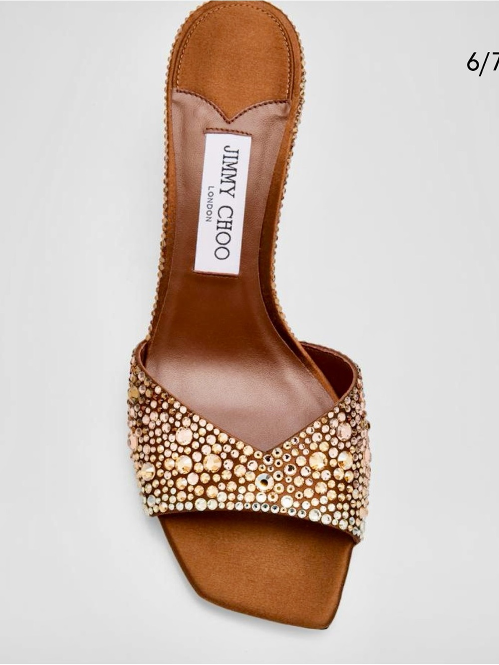 Jimmy Choo Tan Crystal-Embellished Slide Mule